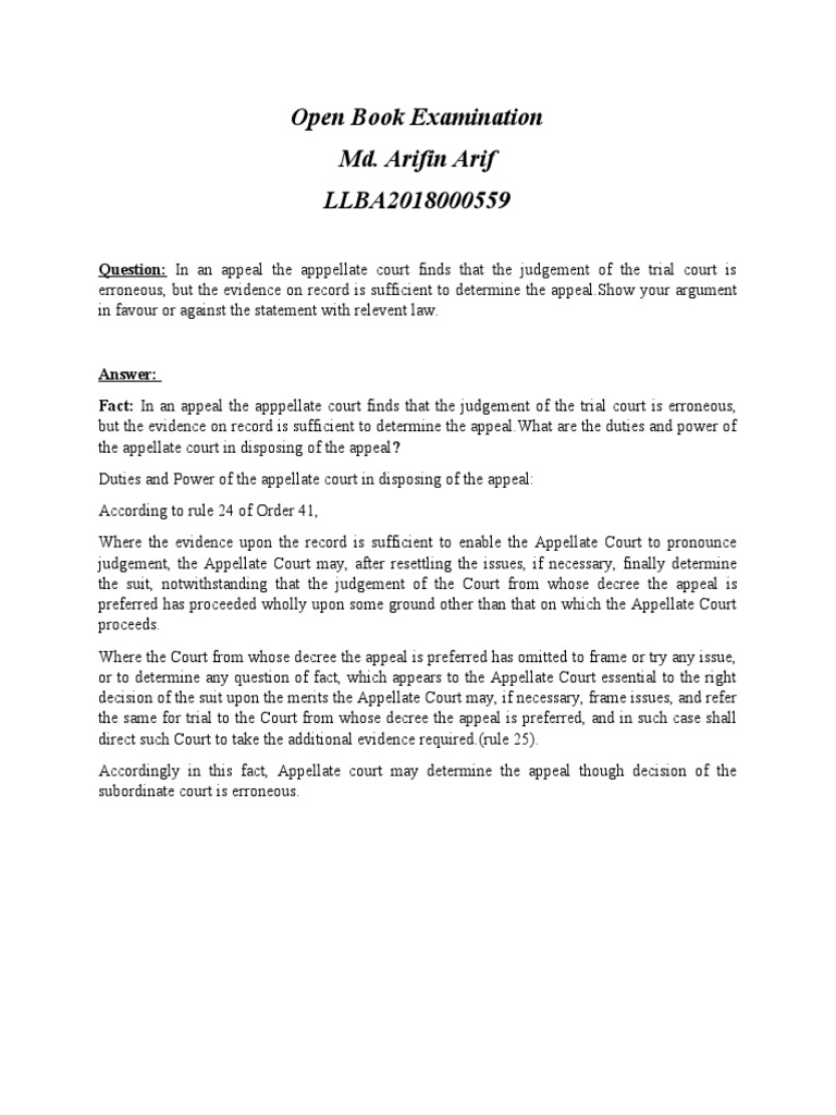 Appellate Court Powers and Duties When Trial Court Judgment is