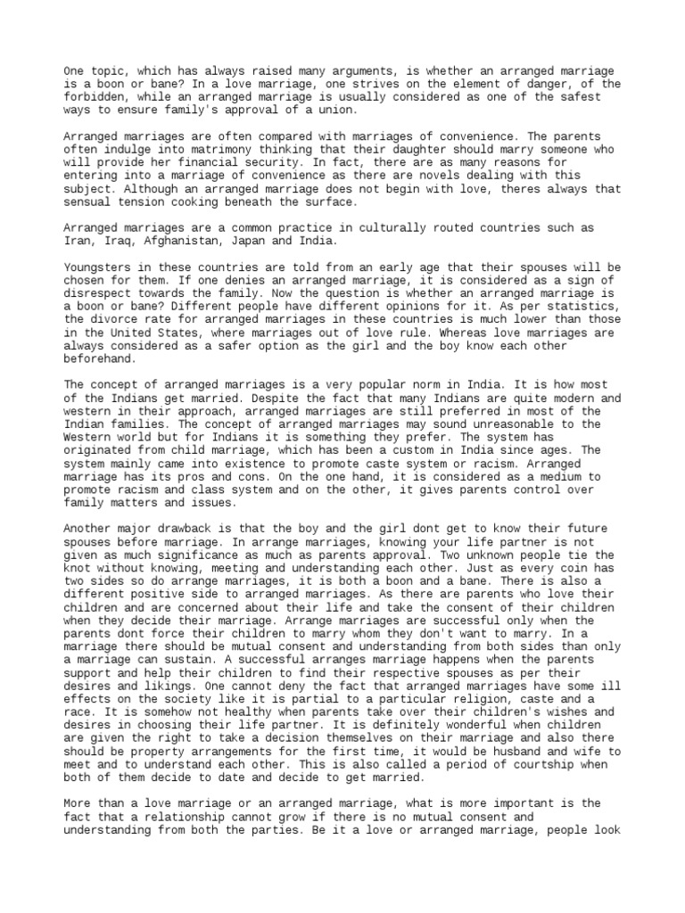 Arranged Marriages: Pros and Cons | PDF | Marriage | Family