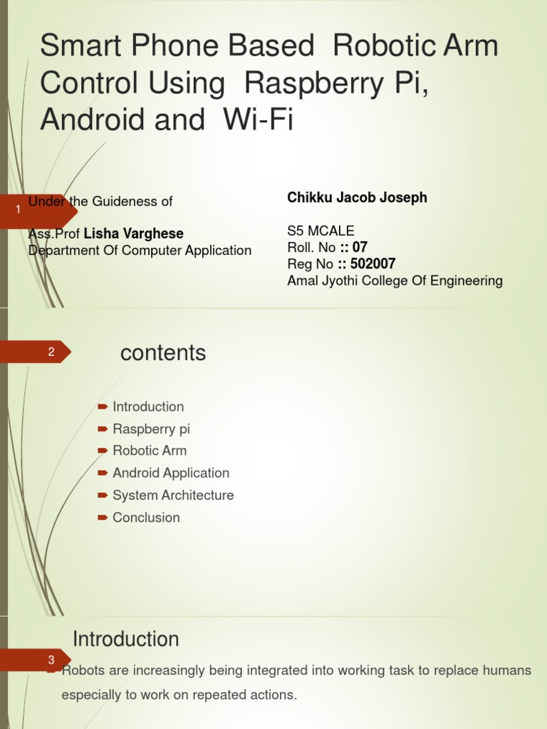 Smartphone-Controlled Robotic Arm Using Raspberry Pi | PDF | Raspberry ...
