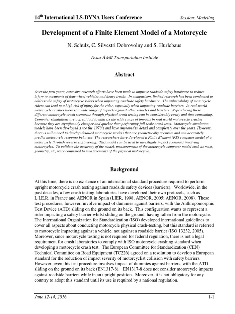 Development of A Finite Element Model of A Motorcycle | PDF ...