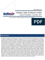 Hathway Cable & Datacom Limited: Investor Presentation - December 2011