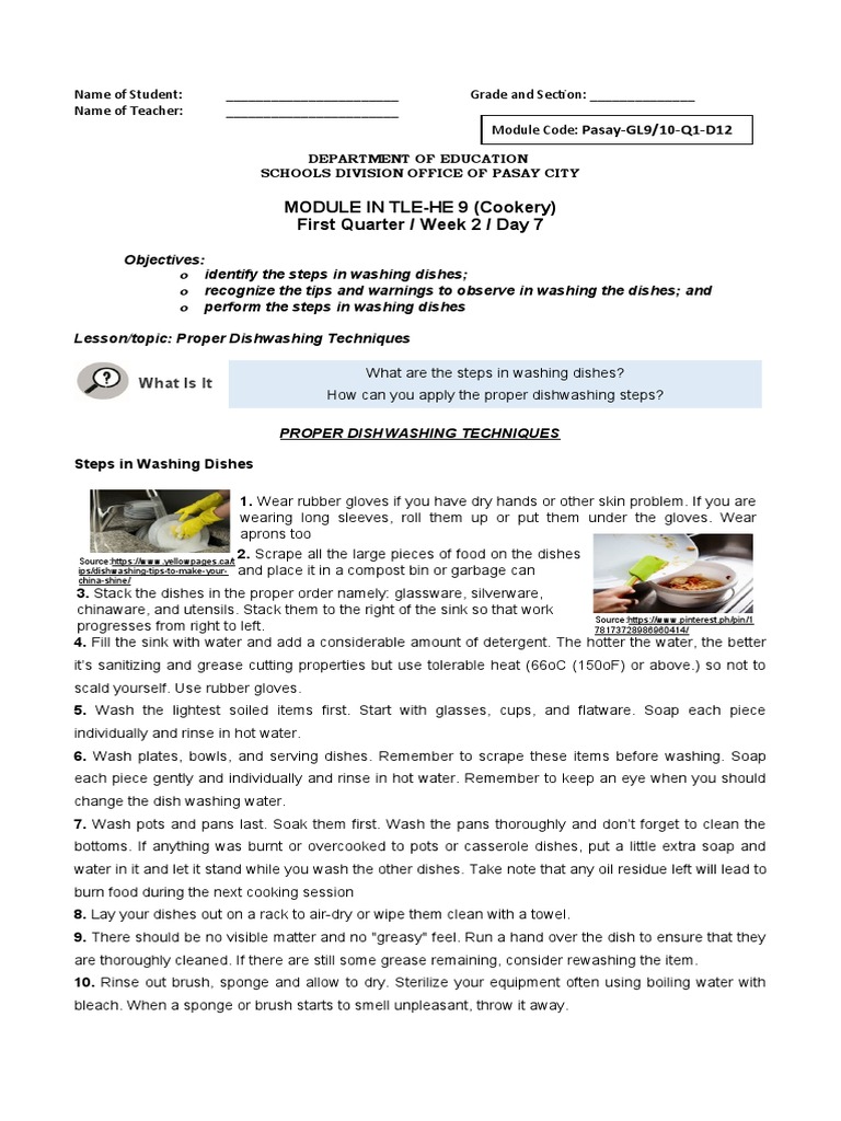 Proper Dishwashing Techniques A Guide to Effective Dish Cleaning PDF