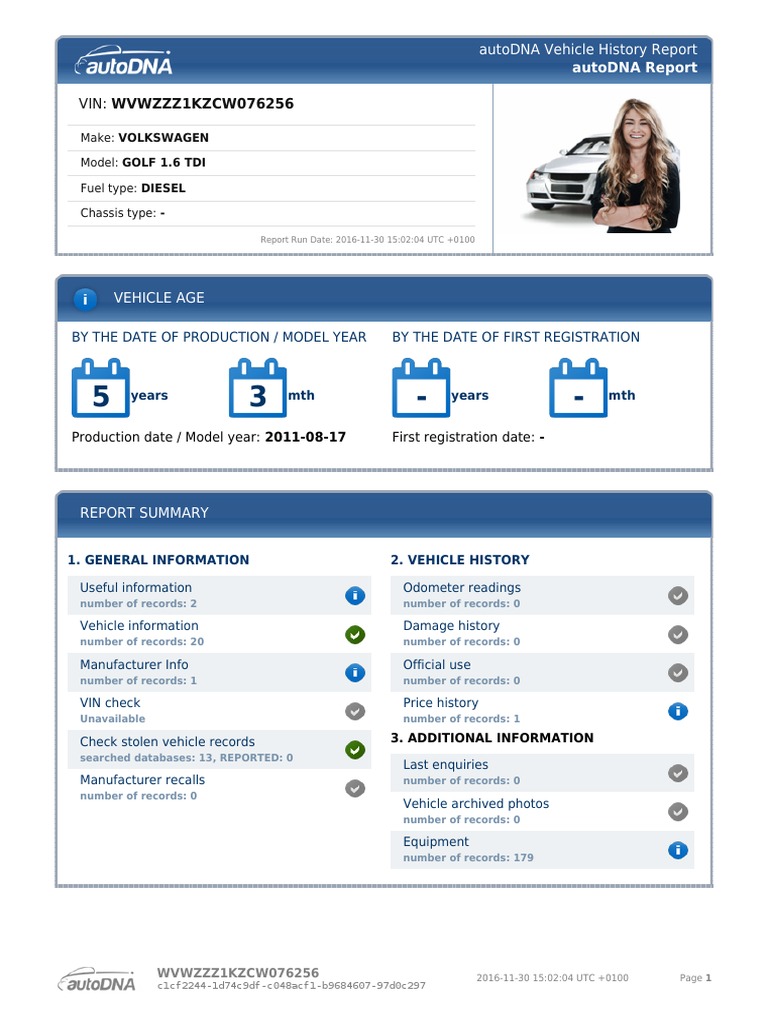 Vin: Wvwzzz1Kzcw076256: Autodna Vehicle History Report | PDF | Trunk ...
