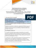 Guía de Actividades y Rúbrica de Evaluación - Unidad 2 - Tarea 3 - Diseñar Un Proceso de Selección y Acogida Del Talento Humano para Una Unidad Productiva