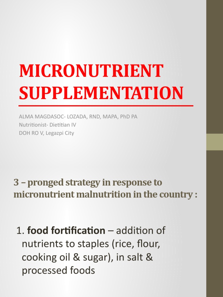 Micronutrient Supplementation Guidelines | PDF | Micronutrient ...