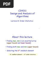 CS4311 Design and Analysis of Algorithms: Lecture 8: Order Statistics