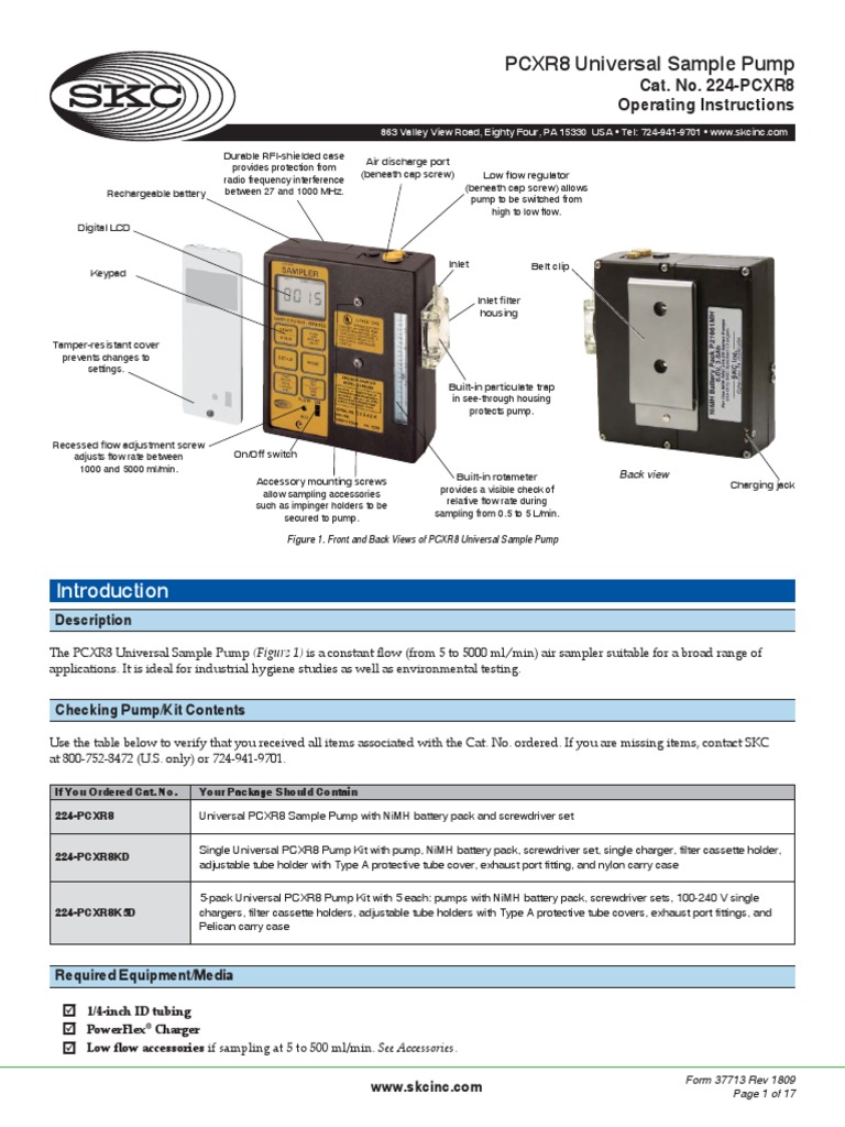 PCXR8 Universal Sample Pump: Cat. No. 224-PCXR8 Operating Instructions ...