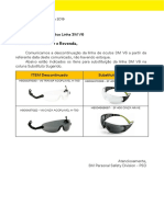 Comunicado Óculos - Descontinuação 3M Linha V6 