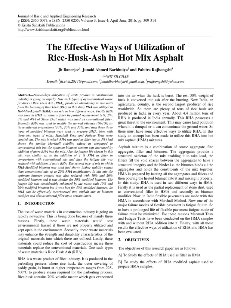 The Effective Ways of Utilization of Rice-Husk-Ash in Hot Mix Asphalt ...
