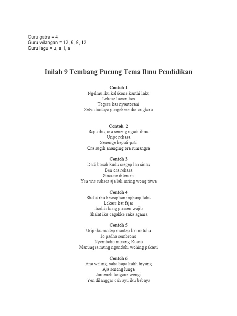 Tembang Pocung Tema Pendidikan Pdf