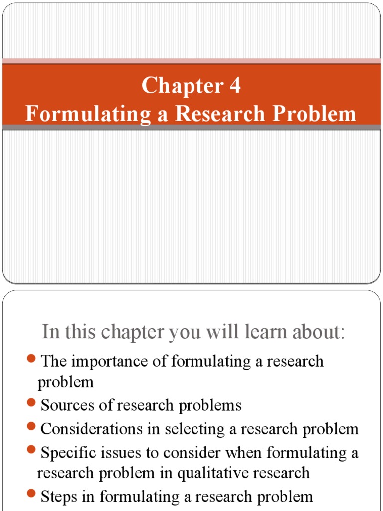 Chapter 4 RESEARCH PROBLEM | PDF | Qualitative Research | Quantitative ...