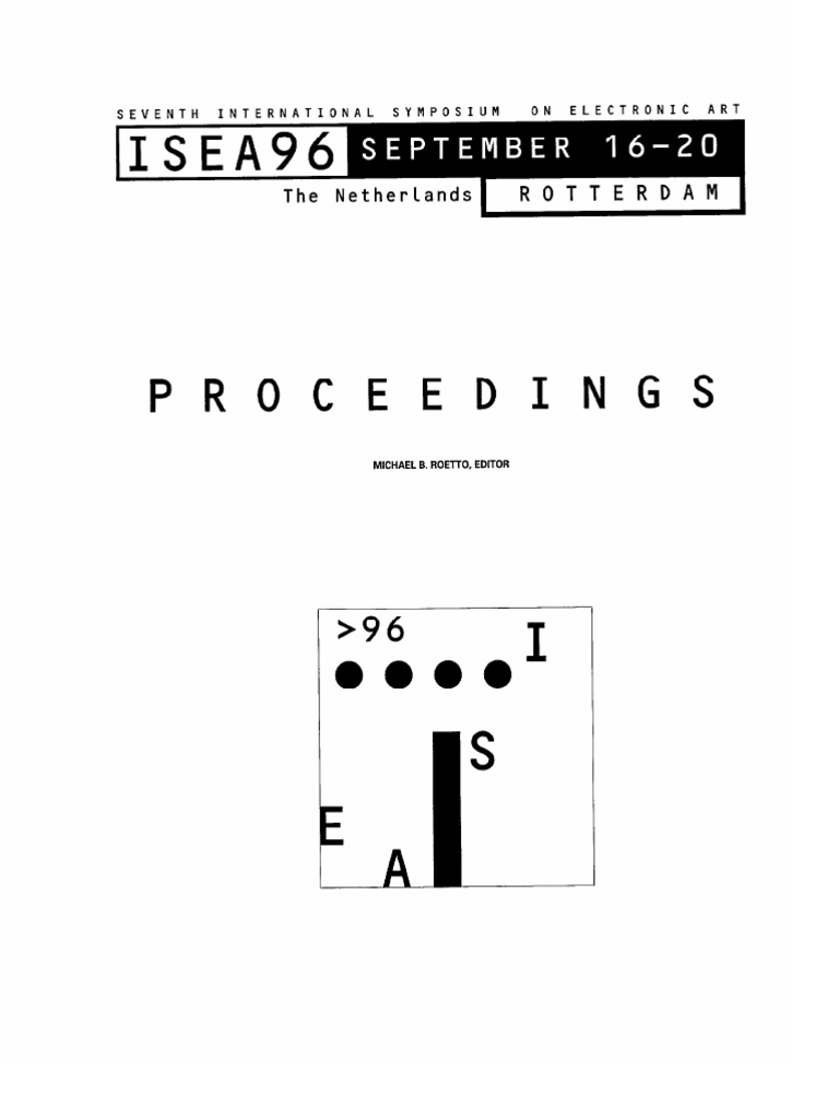 ISEA96 Proceedings PDF Identity (Social Science) Thought image image photo