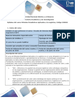 Syllabus de Curso - Métodos Estadísticos Aplicados A La Logística PDF