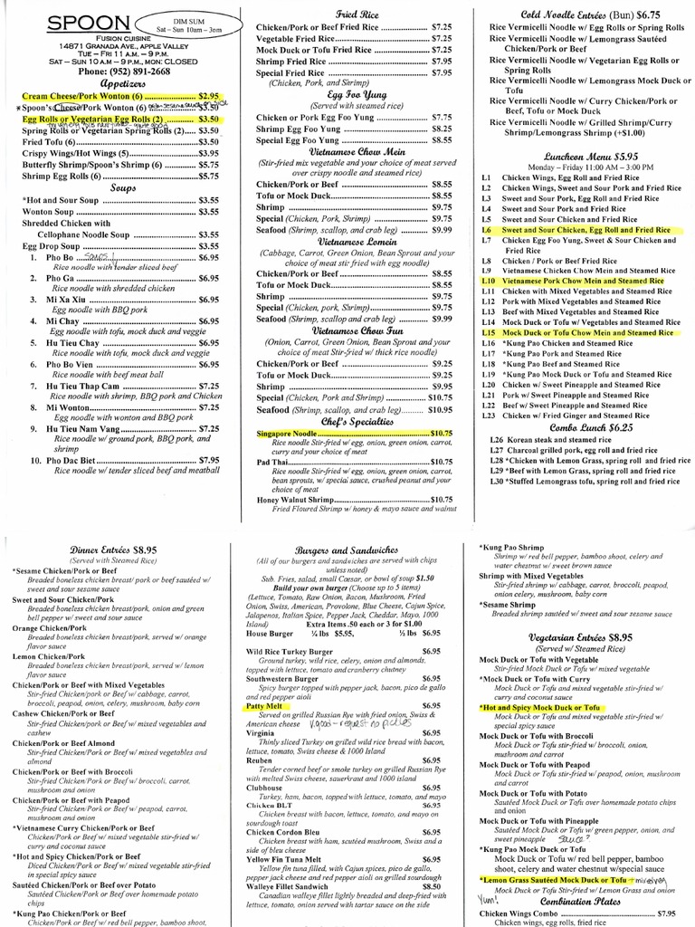 Spoon Menu | PDF | Hamburgers | Curry