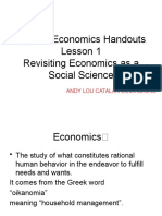 Applied Economics Handouts Lesson 1 Revisiting Economics As A Social Science
