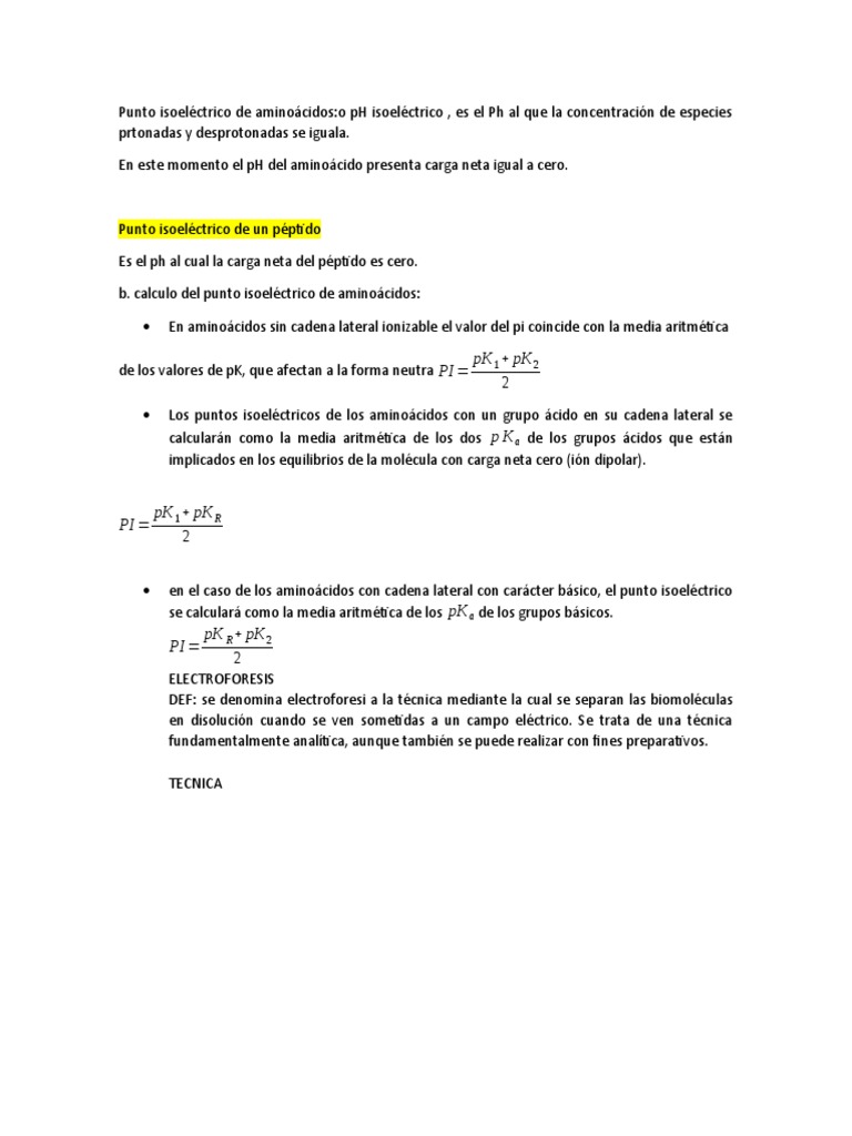 Punto Isoeléctrico de Aminoácidos PDF