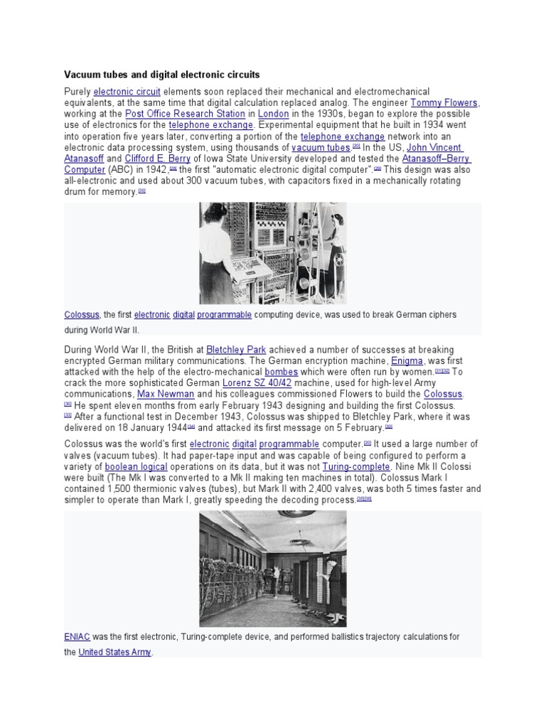 Vacuum Tubes and Digital Electronic Circuits | PDF | Computer Program ...