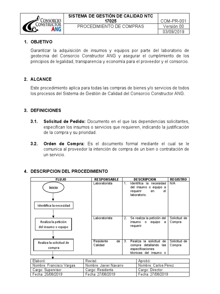 Procedimiento de Compras | PDF | Sistema de manejo de calidad | Business