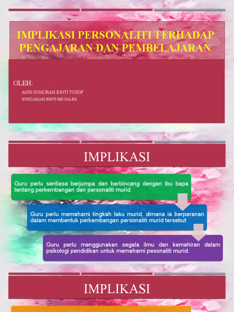Implikasi Personaliti Terhadap Pengajaran Dan Pembelajaran Pdf