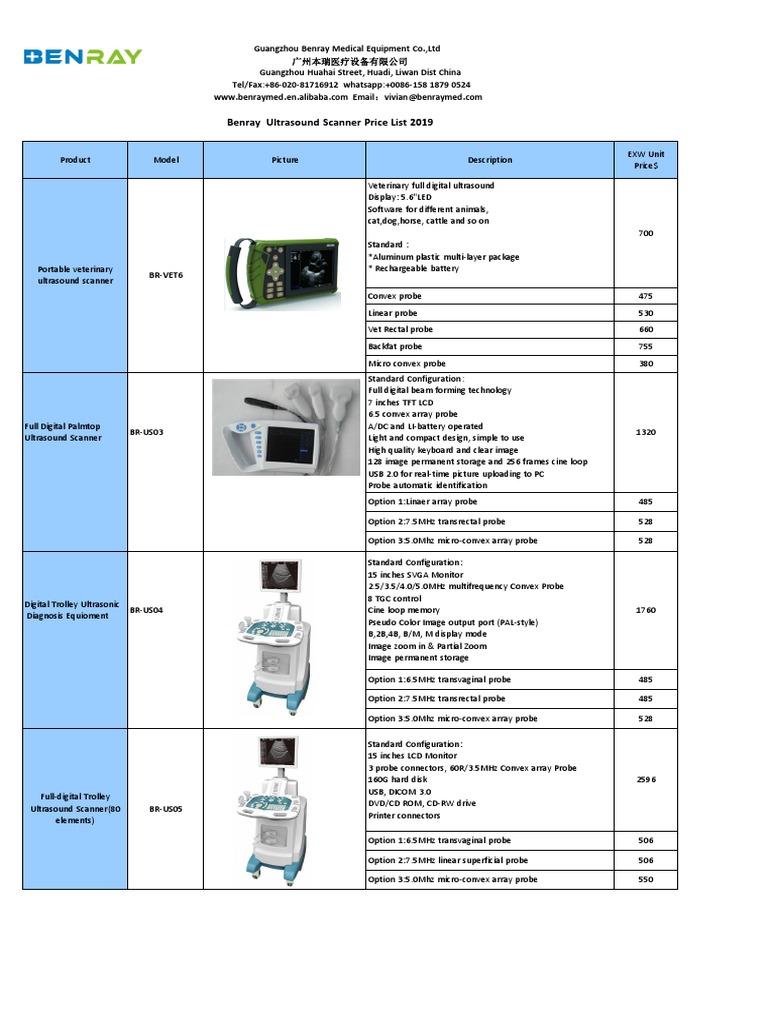 2019 Benray Ultrasound Scanner Prices | PDF | Medical Ultrasound ...