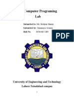 Computer Programing Lab: University of Engineering and Technology Lahore Faisalabad Campus
