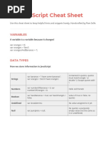 Javascript Cheat Sheet: Variables