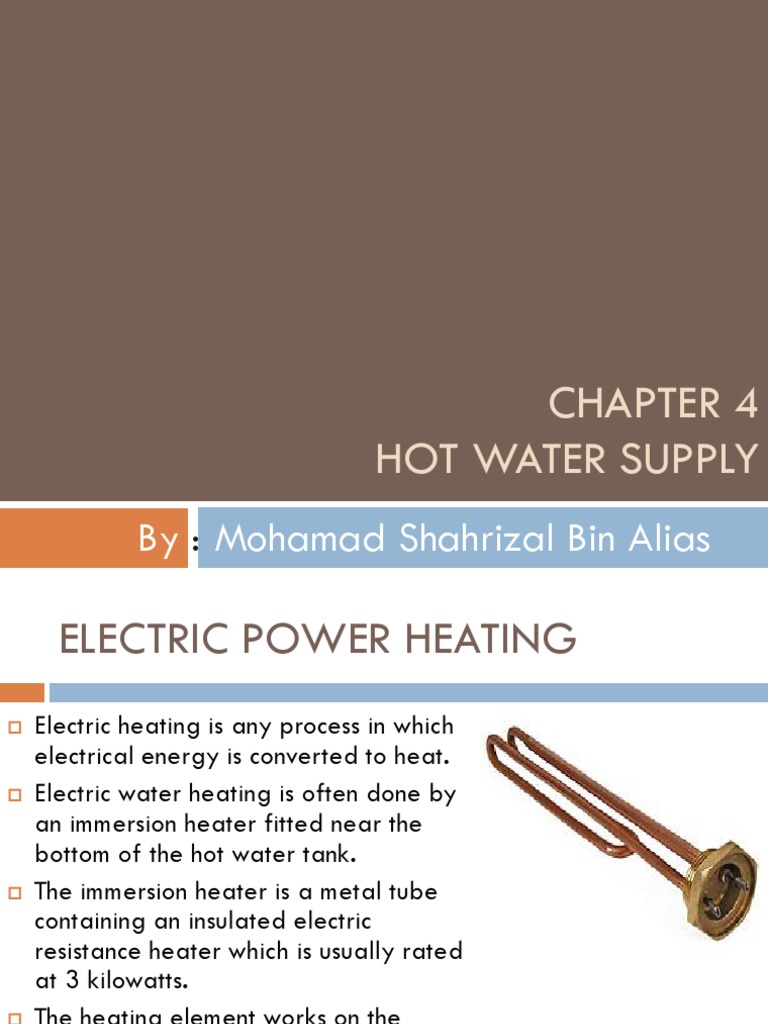 Hot Water Supply Systems Overview | PDF | Water Heating | Electric Heating