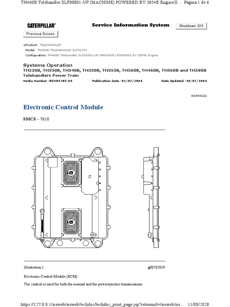 Machine ECM Pinout CAT TH460 | PDF | Transmission (Mechanics) | Relay