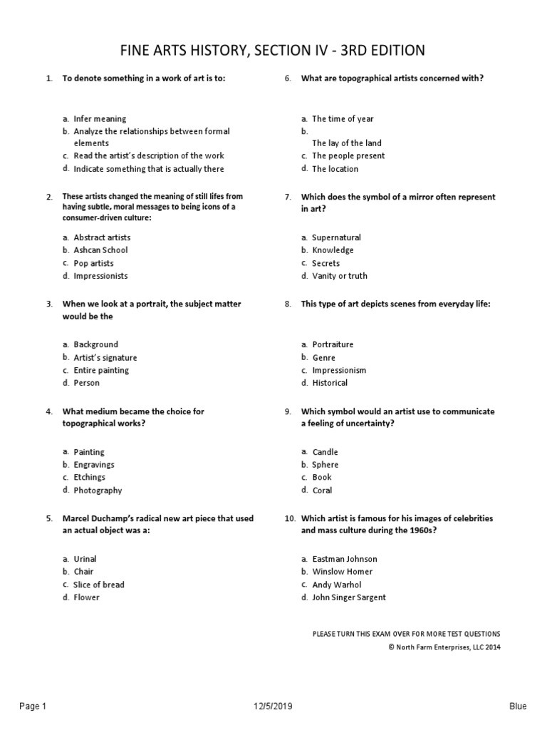 Fine Arts History 3rd, Section 4 - Blue PDF | PDF | Still Life | Visual ...