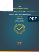 Business Ethics in TCS - Assessment - Completion - Certificate PDF