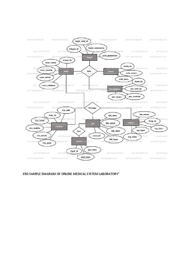 Erd Sample Diagram of Online Medical System Laboratory