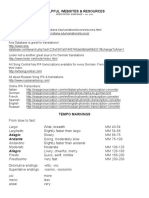 Helpful Websites & Resources & Tempo Markings PDF