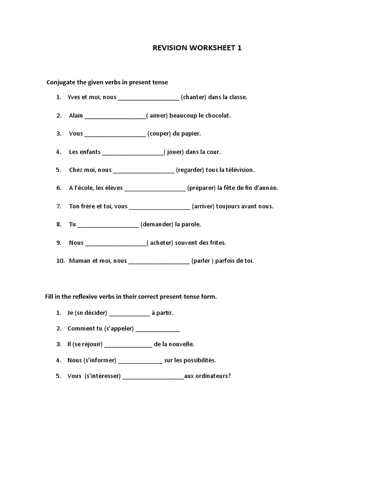 Conjugaison des verbes au présent | PDF | Arts du langage et discipline