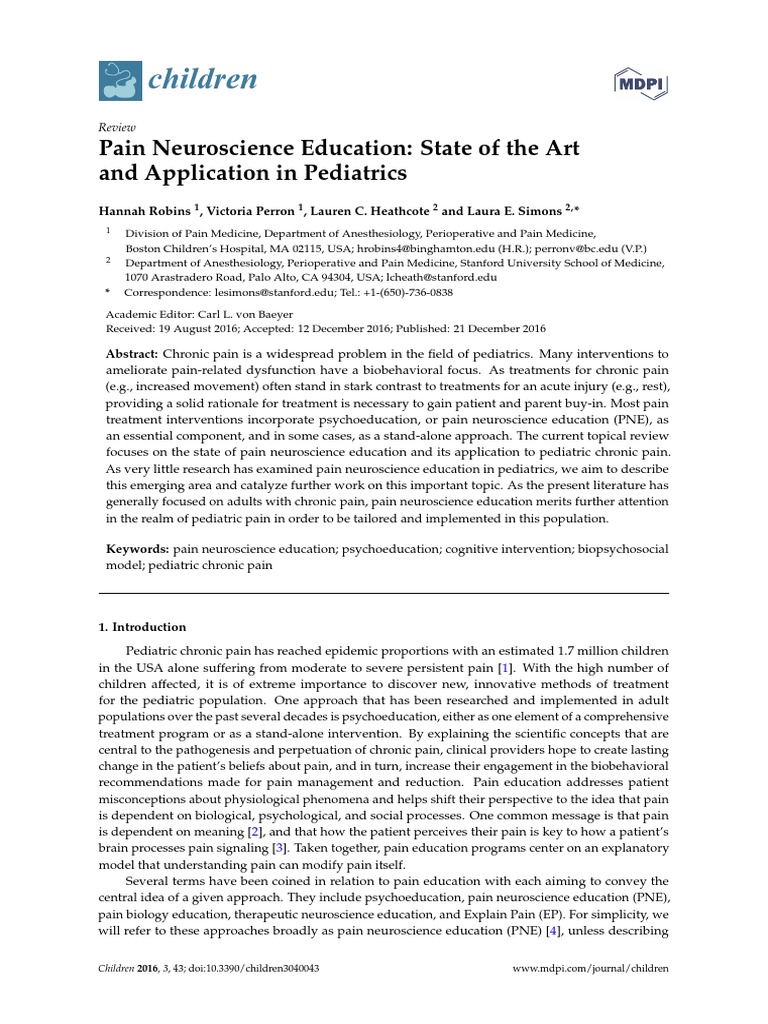 Pain Neuroscience Education State | PDF | Cognitive Behavioral Therapy ...