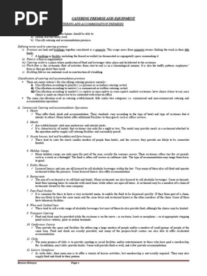 CATERING PREMISE AND EQUIPMENT notes - Copy