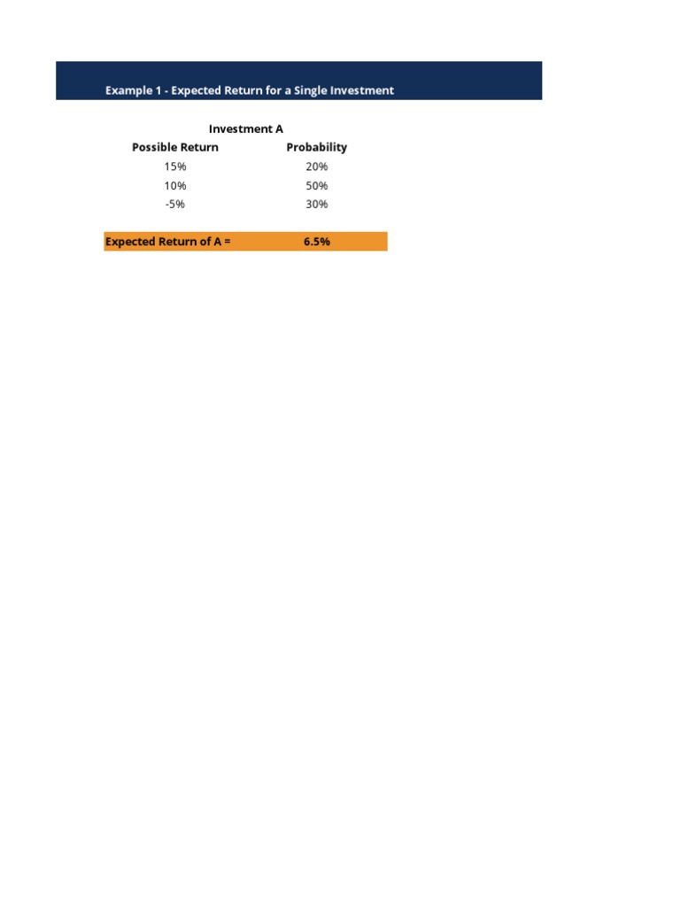 Investment A Possible Return Probability | PDF