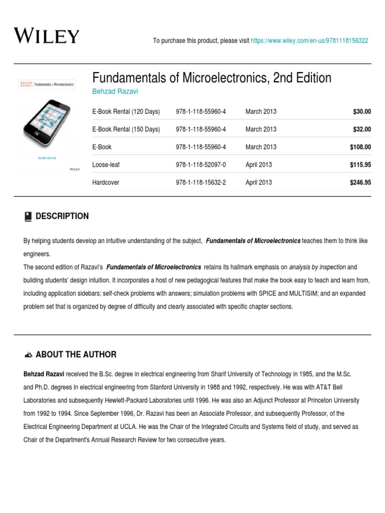 Fundamentals of Microelectronics, 2nd Ed. | PDF | Science | Electronics