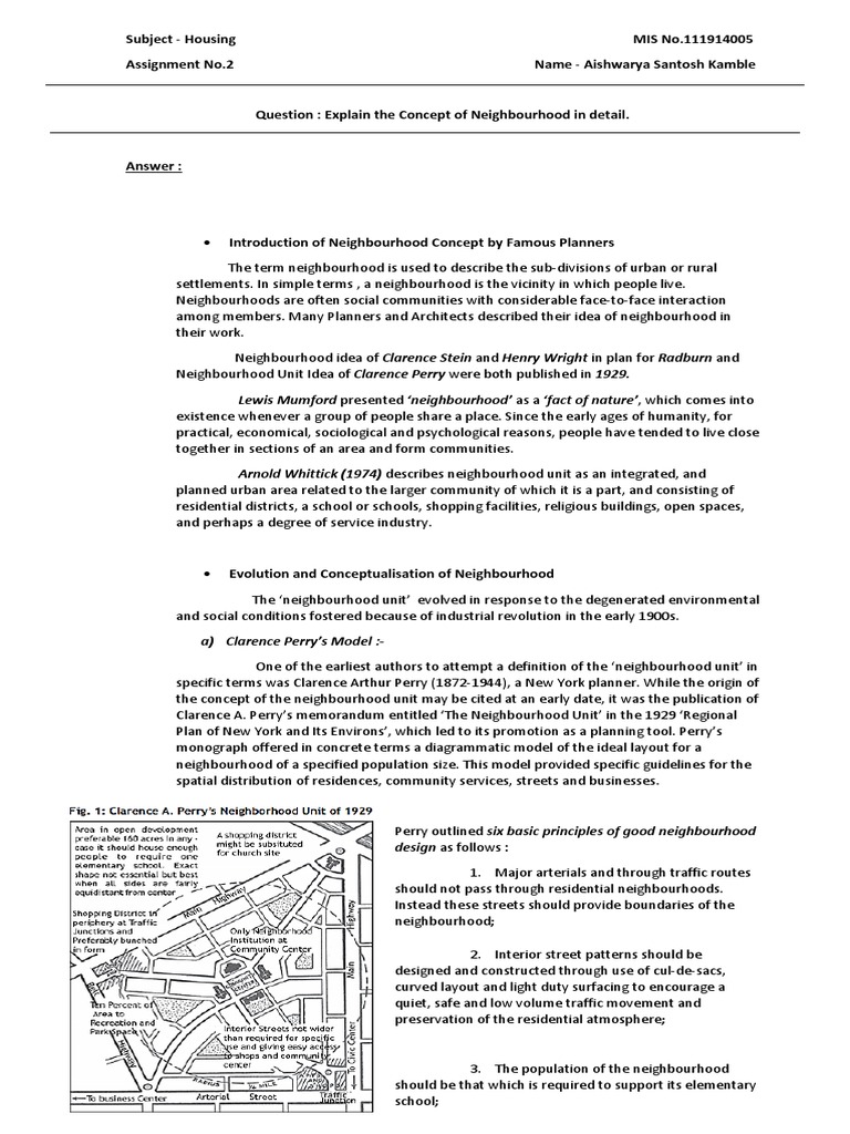 Housing Assignment Pdf Neighbourhood Urban Planning