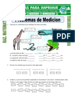 Ficha Problemas de Medicion para Tercero de Primaria