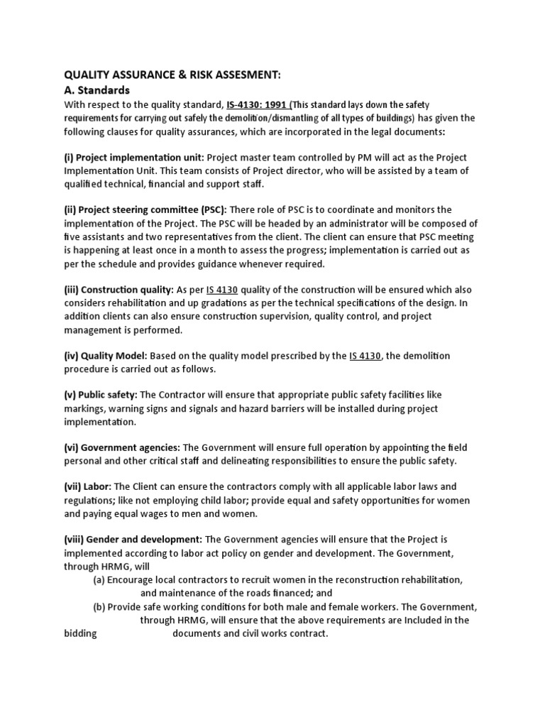 Quality Assusrance and Risk Management | PDF | Quality Assurance | Safety