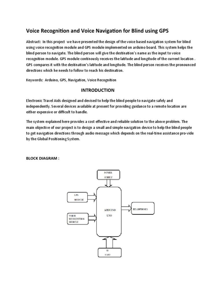 Voice Navigation System for the Blind | PDF | Global Positioning System ...