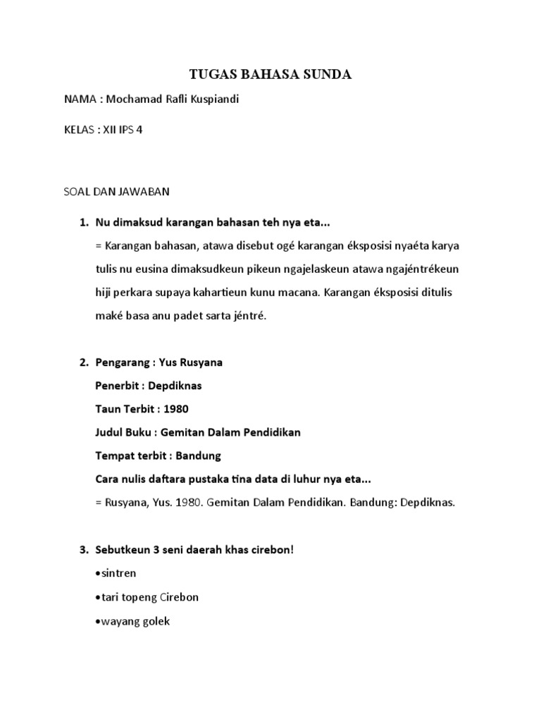 Tugas Bahasa Sunda Tgl 03 Agustus