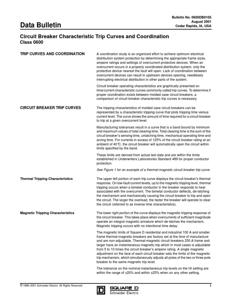 Circuit Breaker Characteristic Trip Curves and Coordination PDF