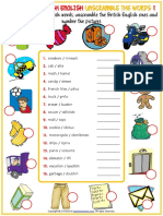 American British English Vocabulary Esl Unscramble The Words Worksheets For Kids