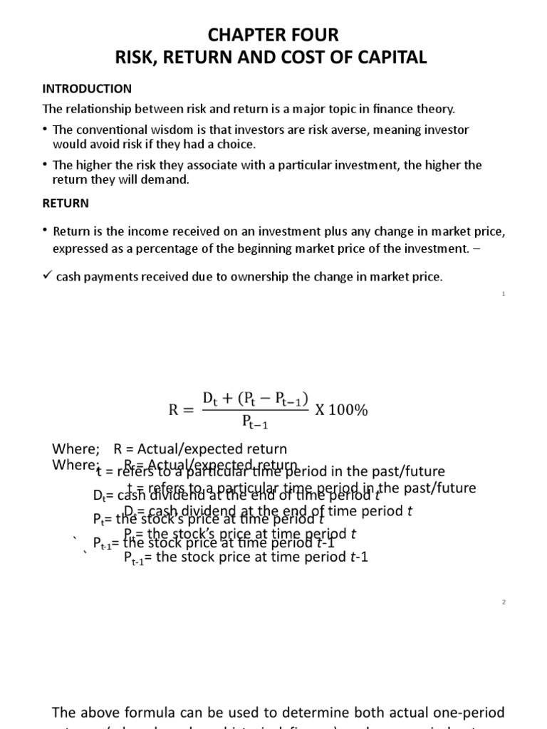 Risk, Return & Cost of Capital | PDF | Cost Of Capital | Capital Asset ...