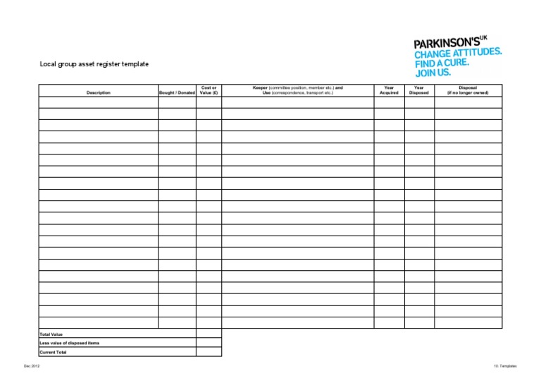 Local Group Asset Register Template | PDF
