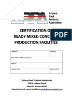 Certification of Ready Mixed Concrete Production Facilities