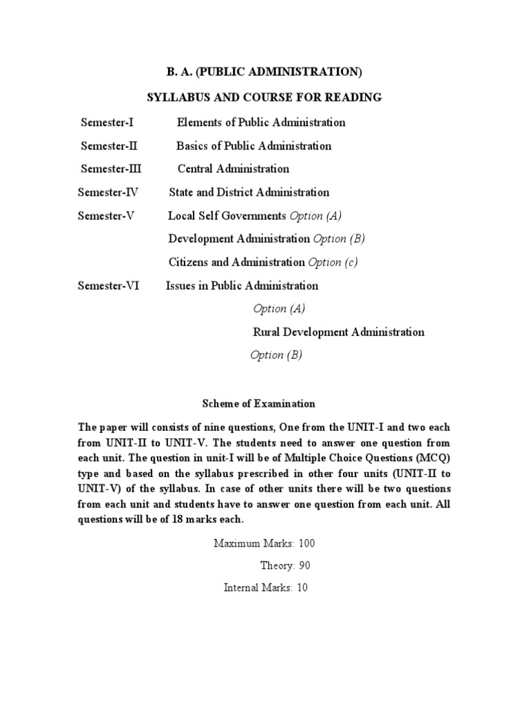 Public Administration Course Syllabus | PDF | Government Of India ...