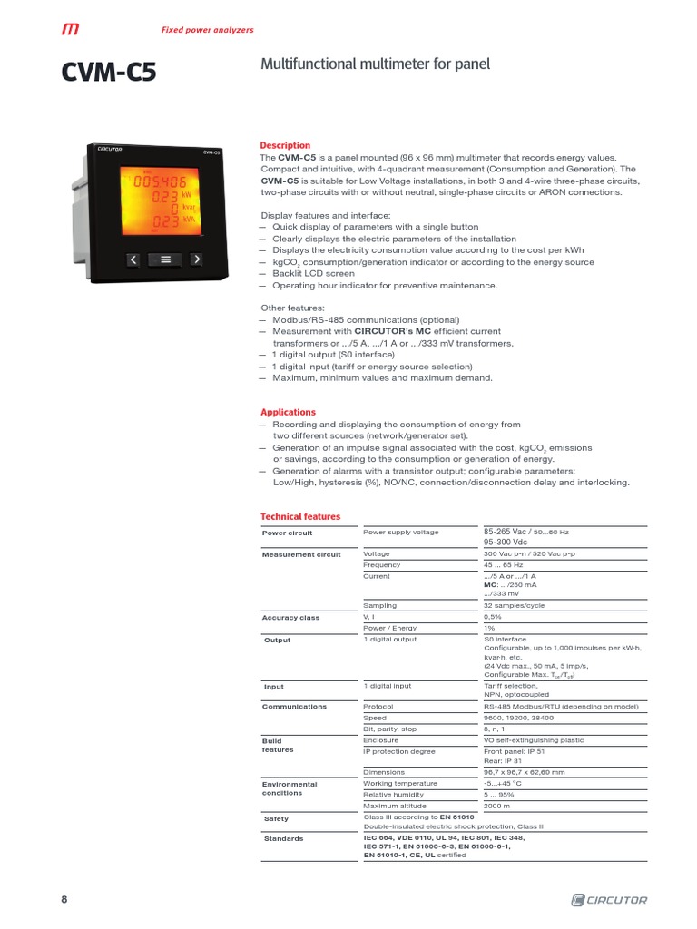 CVM-C5 - Data Sheet PDF | PDF | Power Supply | Electrical Engineering