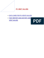 PV Vent Valves: Data Card For PV Vents Valves Test Report and History Sheet For PV Vent Valves